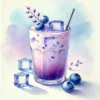 A refreshing glass of blueberry honey iced tea made with English Breakfast tea, served over ice, with fresh blueberries and a hint of honey for a soothing, flavorful drink